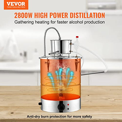 VEVOR Electric Alcohol Still 13Gal/50L,230V/60Hz, Alcohol Distiller, Distillery Kit for Alcohol include Pump & One-way Exhaust Valve & Thermometer - size: 13 Gal/50L