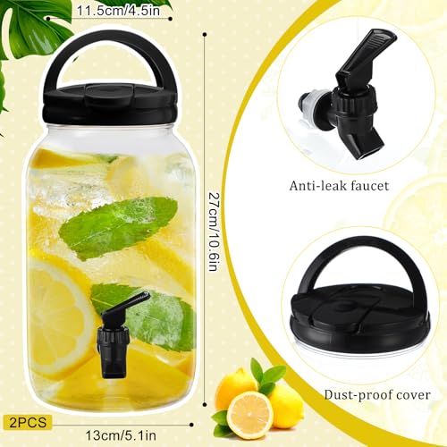 Havawish 2 Pcs 1 Gallon Plastic Beverage Dispenser with Spigot Clear Summer Kitchen Fridge Drink Dispenser for Parties Lemonade Juice Tea Beer Cold Water(Black,Cylinder) - color: Black, style: Cylinder