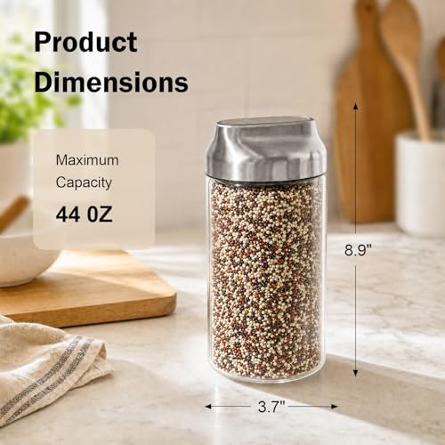 Aelga Glass Storage Jars with Lids - 44oz Sugar Coffee Canister Clear Airtight Food Containers for Coffee Beans, Pasta, Nuts, Cereal & More - size: 44 OZ
