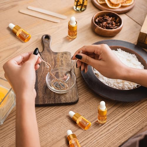 Didaey 200 Pcs 1/2/3/5/10/15 ml Mini Glass Oil Dropper Bottle Bulk, Clear Essential Small Empty Bottles Sample Containers Perfume Liquid Vials with Cap for Traveling (3 ml,Champagne Gold) - color: Champagne Gold, size: 3 ml