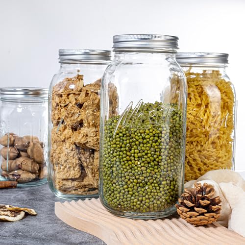 WELLIFE 6 Pack 64oz Wide Mouth Mason Jars,Half Gallon Mason Jar for Pickling, Canning, Fermenting and Food Storage, Microwave & Dishwasher Safe - color: Clear Mason Jars 64oz-6Pcs