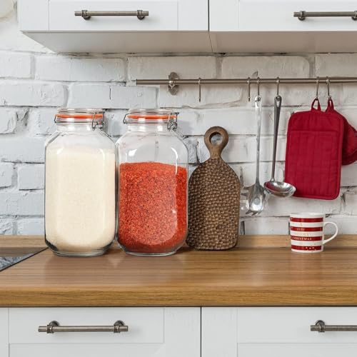 1 Gallon Square Glass Storage Jars with Airtight Lids, 2 Pack Large Glass Pickle Jars for Fermenting, Clear Glass Canister for Flour, Cookie, Candy, Kombucha, Sun tea(Extra Labels and Gasket) - size: Small