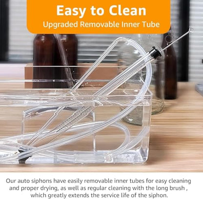 3/8" Auto Siphon 2 Pcs Racking Canes Beer Bottle Siphon Pump Hand Pump Siphon for Gallon Jugs, Wine, Beer, Mead, or Kombucha with 5Ft Food Grade Silicone Hose Fermentation Kit Wine Making Supplies