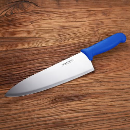 10 inch Japanese High Carbon Stainless Steel Chef Knife, Professional Sharp Wide Cook Knife with Non-slip Ergonomic Handle, for Kitchen Home Restaurant (Blue) - color: Blue