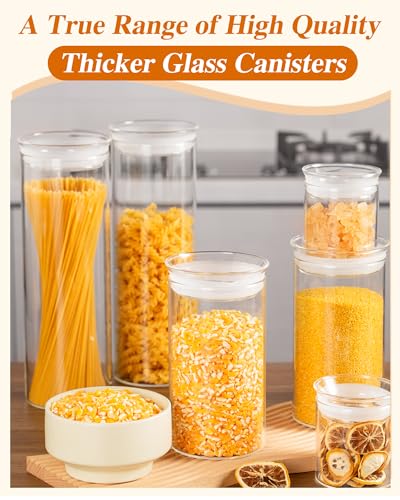 ZENS Modern Glass Food Storage Jars Set of 2, 50oz Clear Glass Canisters with Airtight Lids, Large Container for Kitchen Pantry Pasta, Sugar, Flour, Coffee, Pasta, Tea - size: 9-50oz 2Pack