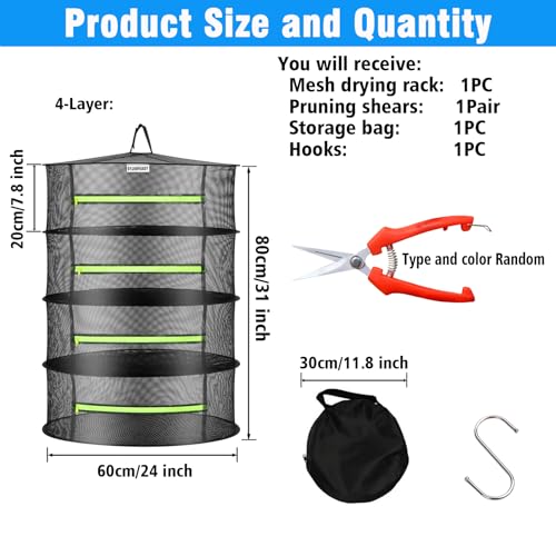 Herb Drying Rack - Breathable Mesh, Hanging with Zipper for Plants, Seeds, and Buds