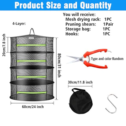Herb Drying Rack - Breathable Mesh, Hanging with Zipper for Plants, Seeds, and Buds