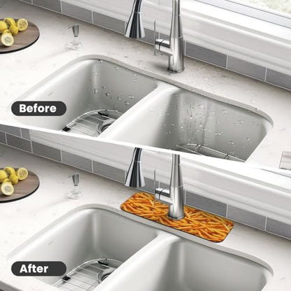 Fries Faucet Mat For Kitchen Sink, Absorbent Countertop Protector, Quick Dry Sink Splash Guard Pad, Waterproof Draining Mat 15" X 5.5" - color: Style 6