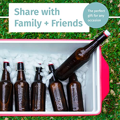 Otis Classic Swing Top Glass Bottles, Amber, Ceramic Cap, Set of 6, 16 oz | Clear Bottle, Includes Marker & Labels, For Juice, Water, Kombucha, Wine, Beer Brewing, Kefir Milk, Eggnog - color: Amber - Ceramic caps