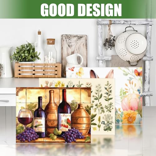 Large Dish Drying Mats For Kitchen Counter Microfiber Kitchen Drying Mat XL Draining Pad Absorbent Quick Drying Dish Mat 18x24 Inch - Wine Bottle Tile Mural - color: Wine Bottle Tile Mural