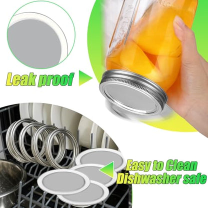Palksky Stainless Steel Wide Mouth Canning Lids and Rings, Airtight/Rustproof Mason Jar Lids with Bands Set of 4 - style: Wide Mouth Stainless Steel Mason Canning Lids and Rings Set of 4