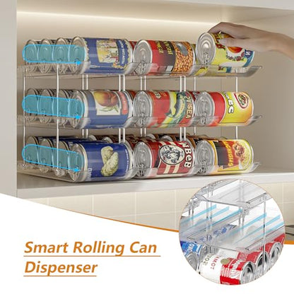 LXLXXL Can Organizer For Pantry 6 Tier*3 Canned Food Goods Organizer For Cabinet Clear Automatic Rolling Can Storage Organizer Pantry Holders Rack - size: 6Tier*3