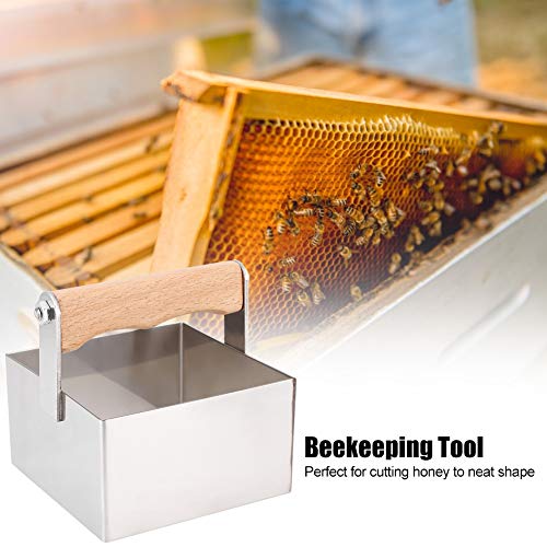 Cyrank Honeycomb Cutter, Comb Honey Cutter Scraper Stainless Steel Comb Honey Cutter with Handle Cookie Cutter Honey Cutter Honey Cutting Tool Square Shaped Cutting Tool for Beekeeping