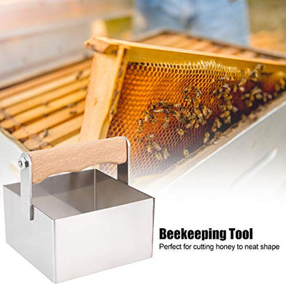 Cyrank Honeycomb Cutter, Comb Honey Cutter Scraper Stainless Steel Comb Honey Cutter with Handle Cookie Cutter Honey Cutter Honey Cutting Tool Square Shaped Cutting Tool for Beekeeping