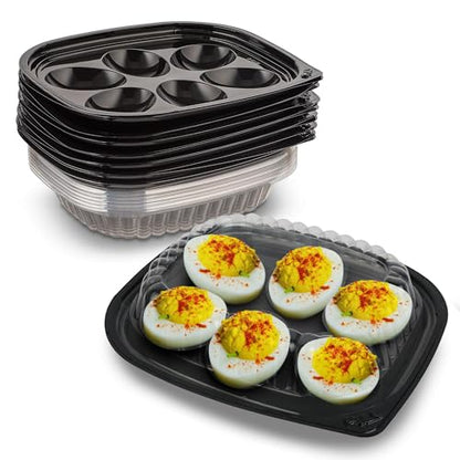 MT Products Clear Deviled Egg Containers Holds 6 Eggs 6.5" x 5.63" x 1.19" - Durable Egg Platter Tray (Pack of 12) - Made in the USA - size: 6.5 x 5.63 x 1.19 in