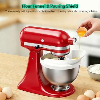 Silicone Flour Funnel with Pouring Shield for KitchenAid 4.5-5QT Mixer - color: White