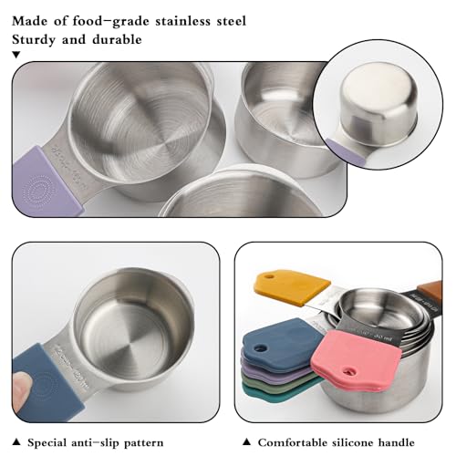 Magnetic Measuring Cups and Spoons Set of 16,Stainless Steel Magnetic Measuring Cups Set 7 and Magnetic Measuring Spoons Set of 8 with Leveler for Dry Liquid Ingredients (7, Colorful) - color: Colorful
