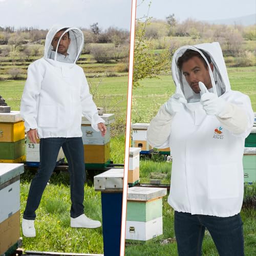 ANDES Sting Proof Bee & Wasp Jacket with Veil & Gloves, Size XX-L | Beekeeper jacket for men & women, fits beginners to pros, ideal for apiary work, backyards & Halloween costumes - size: XX-Large