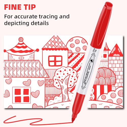 Red Permanent Markers Bulk, 75 Count, Quick Drying and Fade Resistant, Fine Point Marker works on Paper, Plastic, Metal, Wood, Perfect for Classroom, Home, Office - size: 1 Count (Pack of 75)