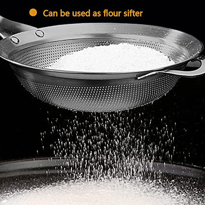 Fine Mesh Stainless Steel Metal With HoleSieve Food Strainer Grease Spider Skimmer And With Handle Large Holes Slotted Colander Frying Spoon Set,Handheld For Kitchen Cooking And Filter Food Residues
