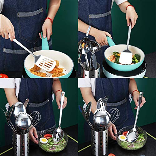 Cooking Spoon, Berglander 6 Pieces Spatula Set Stainless Steel, Metal Spatula, Serving Spoon, Kitchen Tools Set Non-Stick And Heat Resistant, Dishwasher Safe, Easy to Clean (6 Packs) - size: B. 6 Pieces
