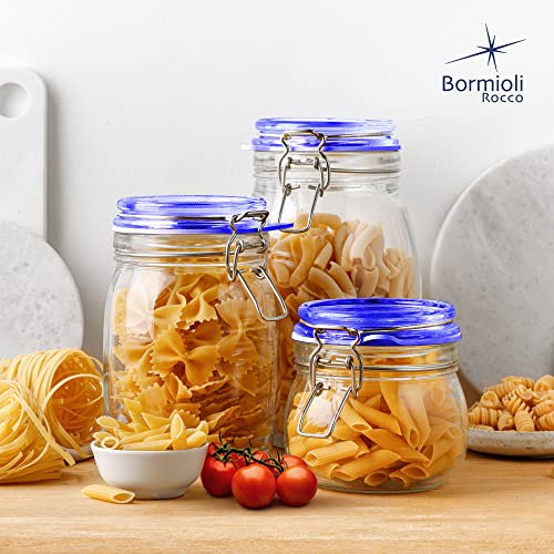 Bormioli Rocco Fido Collection, 2 Pack, 33¾ Oz. Food Storage Glass Jars, Airtight Rubber Seal & Glass Lid, With Stainless Wire Clamp, Made In Italy. - size: 33.75 oz