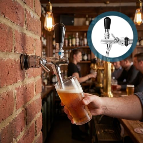 Long Shank Flow Control Beer Faucet, All Stainless Steel Beer Tap Faucet Upgraded Adjustable Bar Tap, 4" Draft Beer Shank with 5/16" Barb & G5/8 Thread for Home Brewing, Kegerator, wall - size: All Stainless Steel