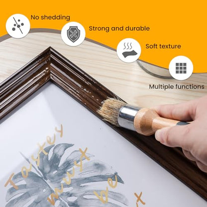 Mister Rui Wax Paint Brush 2 Pack, Chalk Paint Brush Medium & Small, Natural Bristle Brush for Painting, Stencils, Waxing, Home Decor, DIY Art Crafts - size: 1.2"1.9"