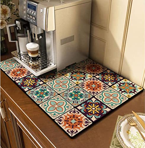 Cute Coffee Maker Mat for Countertops Bar Accessories, Colorful Dish Drying Pad for Kitchen, Absorbent Quick Drying Mat, 12 X16 inch (Color B, 16"x12") - color: Color B, size: 16" x 12"