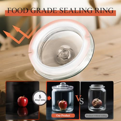 MASTERTOP Large Glass Jar with Lid, Airtight Glass Storage Containers with Lids, Wide Mouth Cookie Candy Jar with Leak Proof Rubber Gasket Lid,1 Gallon Clear Jars for Candies,Dry Food,Snacks