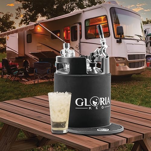 Gloria 7L (1.8 Gal) Mini Keg, Pressurized Keg for Drinks, with Tap System, Co2 Regulated, Stainless Steel - size: 7L Black