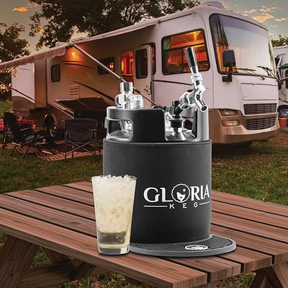 Gloria 7L (1.8 Gal) Mini Keg, Pressurized Keg for Drinks, with Tap System, Co2 Regulated, Stainless Steel - size: 7L Black