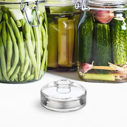 PRETYZOOM 3Pcs Fermentation Weights for Wide Mouth Jars Glass Fermenting Weights with Short Handle for Pickling and Food Storage Heavy Duty Kitchen Weights for Optimal Fermentation