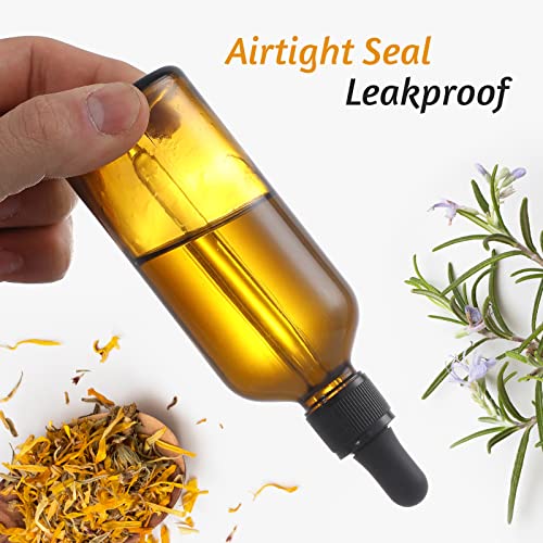 AOZITA 4 Pack, 100ml Dropper Bottles with 1 Funnel & 4 Labels - Essential Oils Bottles for Health, Personal Care & Beauty - 3.4oz Thick Dark Amber Glass Tincture Bottle with Eye Droppers, Leakproof - style: Blank Dropper
