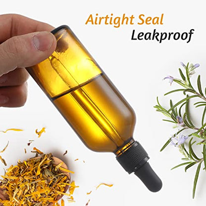 AOZITA 4 Pack, 100ml Dropper Bottles with 1 Funnel & 4 Labels - Essential Oils Bottles for Health, Personal Care & Beauty - 3.4oz Thick Dark Amber Glass Tincture Bottle with Eye Droppers, Leakproof - style: Blank Dropper