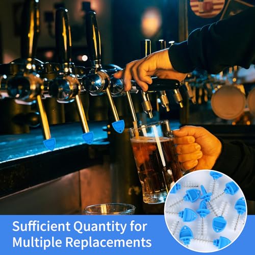 20 Pcs Beer Tap Plug Brush,Beer Line Cleaner,Draft Beer Faucet Cleaning Brush,Food Grade Stainless Steel Bristle, Reusable Plastic Handle, Kegerator Cleaning Kit for Bar & Home Use (Blue)