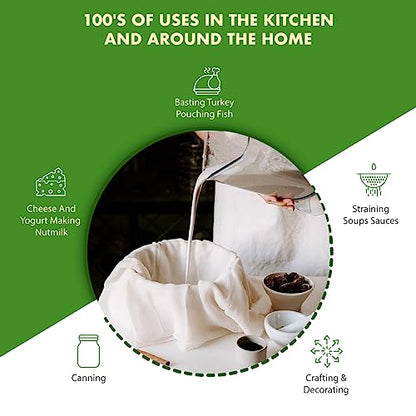 Regency Wraps 100% Cotton Ultra Fine Natural Cheese Cloth, 18sq.ft 36" X36" 2 pcs, Chef Grade for Basting Turkey, Canning, Straining, Cheesemaking - size: 9 sq ft (Pack of 2)