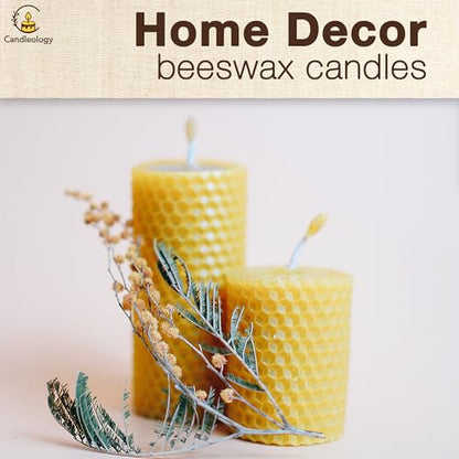 Natural Beeswax Sheets for Candle Making (10-Sheet Pack with Cotton Wicks) Natural Yellow Tone - DIY Beeswax Candle Rolling Kit for Kids & Adults - color: Natural-Gold