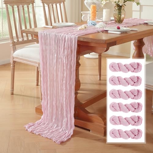 6 Pack Cheesecloth Table Runner, Fall Table Runner 120 Inch – Pink Cheesecloth Gauze – 10FT Cheese Cloth Runner for Wedding, Party, Baby Shower, Home Decorations - color: Pink, size: 10ft x 6pcs