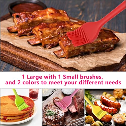 Hhyn Silicone Basting Pastry Brush Set 2 Pack Heat Resistant Spread Oil Butter Sauce for BBQ Grill Barbeque Kitchen Baking Cooking Pastries, 1 Large & 1 Small - color: 2 Pcs Black + Red