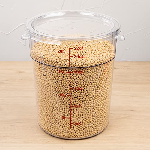 Restaurantware Met Lux 22 Quart Food Storage Containers 10 Round Commercial Storage Containers - Lids Sold Separately With Volume Markers Clear Plastic Food Prep Buckets Space-Saving Storage - size: 22 qt, style: 10 Count