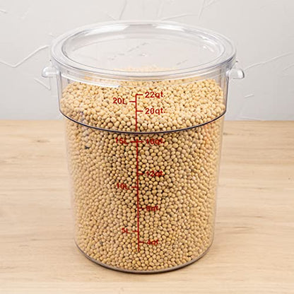 Restaurantware Met Lux 22 Quart Food Storage Containers 10 Round Commercial Storage Containers - Lids Sold Separately With Volume Markers Clear Plastic Food Prep Buckets Space-Saving Storage - size: 22 qt, style: 10 Count