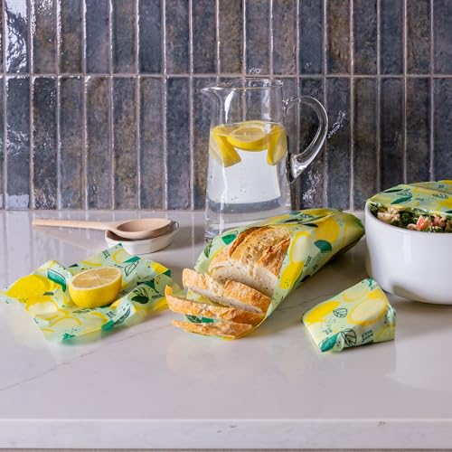 Bee's Wrap - Limited Edition - Beeswax Wraps for Food - 3 Pack of Assorted Beeswax Wraps - Small, Medium & Large Wrap - Plastic Free Made in USA Reusable Natural Food Wrap - Fresh Squeeze Print - style: 3 Pack (Fresh Squeeze)