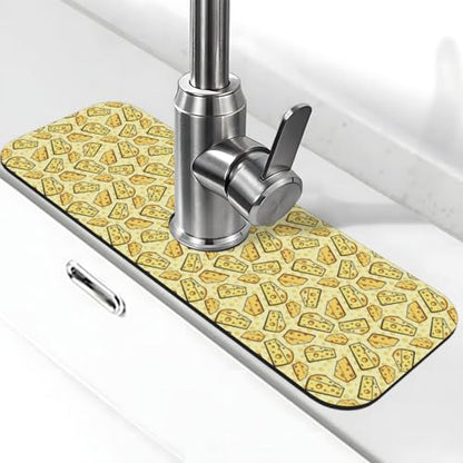 Cheese Faucet Mat For Kitchen Sink, Absorbent Countertop Protector, Quick Dry Sink Splash Guard Pad, Waterproof Draining Mat 15" X 5.5" - color: Style 1