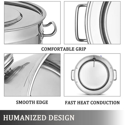 AIZYR Stainless Steel Home Brew Kettle Commercial Stock Pot with Lid, Thermometer, Ball Valve Spigot for Brewing Boiling Cookware,35x35cm - size: 35x35cm