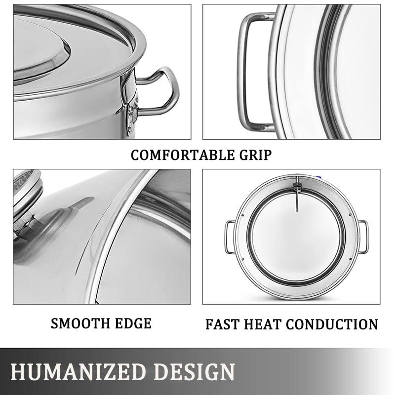 AIZYR Stainless Steel Home Brew Kettle Commercial Stock Pot with Lid, Thermometer, Ball Valve Spigot for Brewing Boiling Cookware,30x30cm - size: 9.5 Quarts