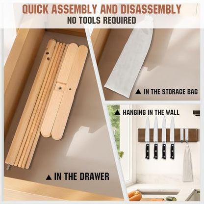Pasta Drying Rack, Collapsible Pasta Drying Rack For Spaghetti, Easy Storage Homemade Stand Dryer Hander For Fresh Noodle, Natural wood