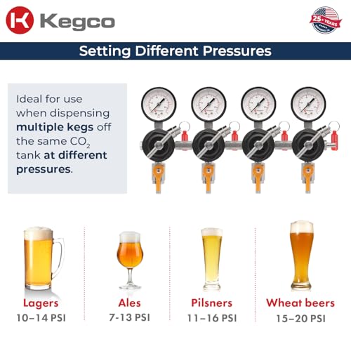 Kegco Secondary Regulator, Four Gauge