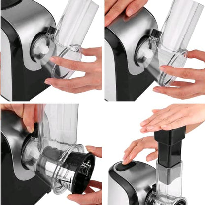 Electric Cheese Grater 5-in-1, 150W Salad Shooter & Food Slicer | Vegetable Shredder & Food Processor with 5 Stainless Steel Cones for Block Cheese, Carrots, Cabbage & Nuts, BPA-Free