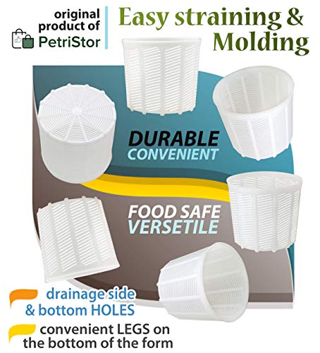 PetriStor 6 Pcs Soft Cheese Mold for Cheese Making 1.85QT - Cheese Making Mold - Cream Cheese Form Mold - Homemade Cheese Making Supplies - Molde para Queso Fresco Casero - Feta Cheese Making Basket